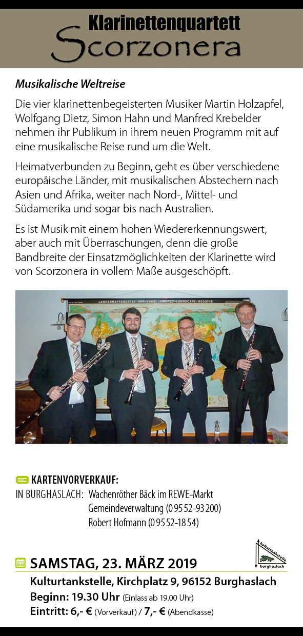 Klarinettenquartett Scorzonera in der Kulturtankstelle Burghaslach