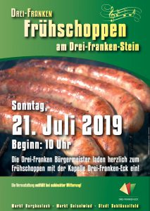 Plakat Frühschoppen am Drei-Franken-Stein am 21 Juli 2019 um 10 Uhr