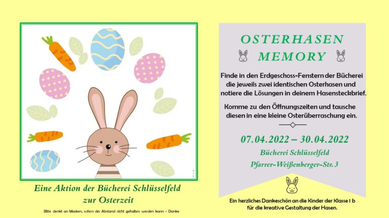 Osterhasenmemory Der Bücherei Schlüsselfeld