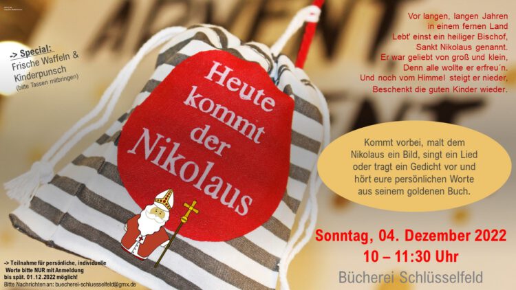 Der Nikolaus kommt in die Bücherei Schlüsselfeld