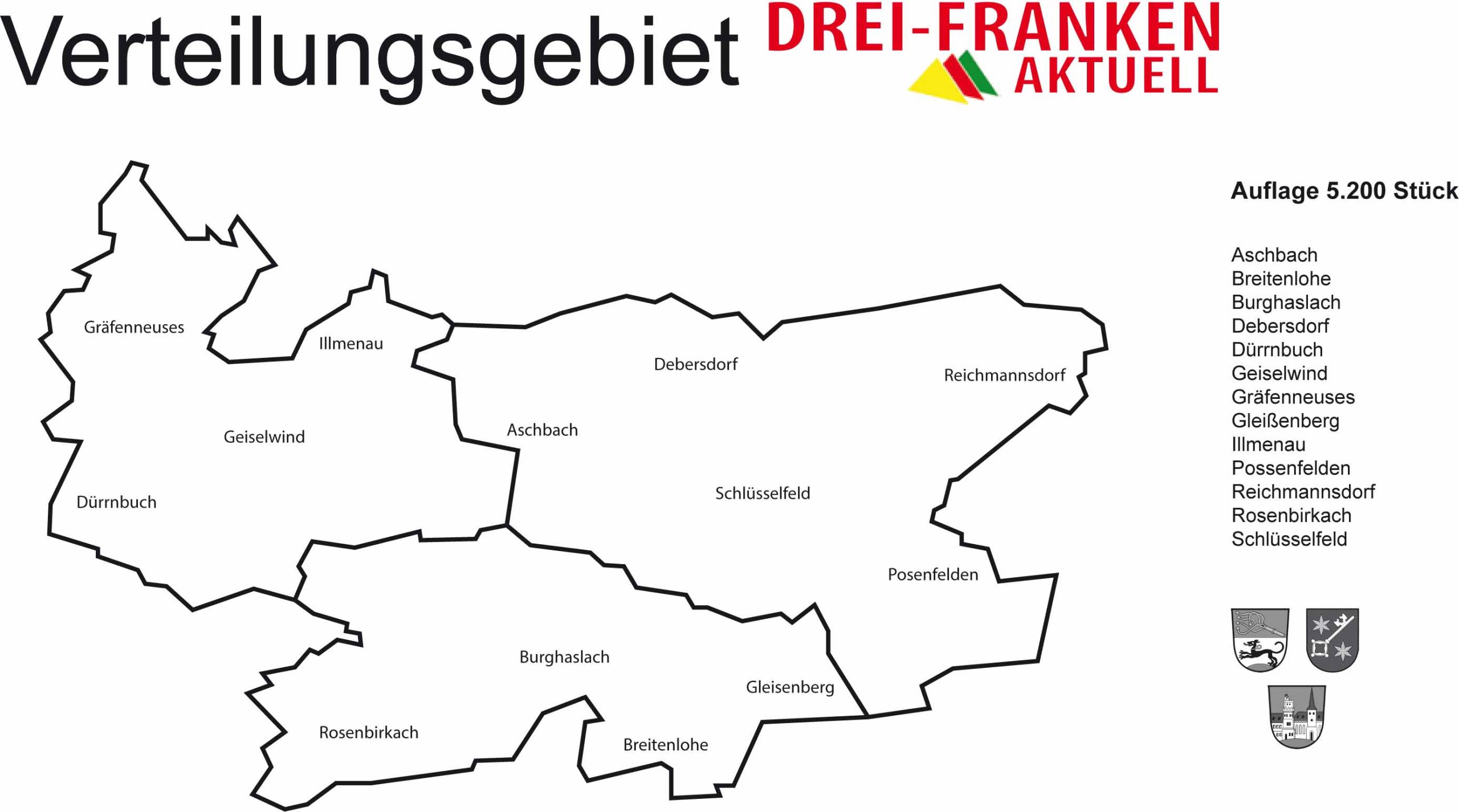 Drei-Franken-Aktuell Verbreitungsgebiet