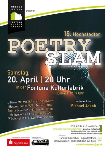 Plakat Poetry Slam 2024 in der Höchstadter Kulturfabrik
