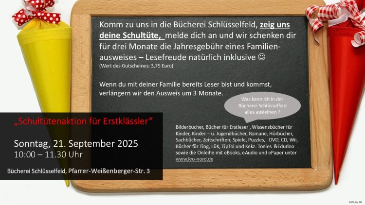Schultütenaktion für Erstklässler in der Bücherei Schlüsselfeld