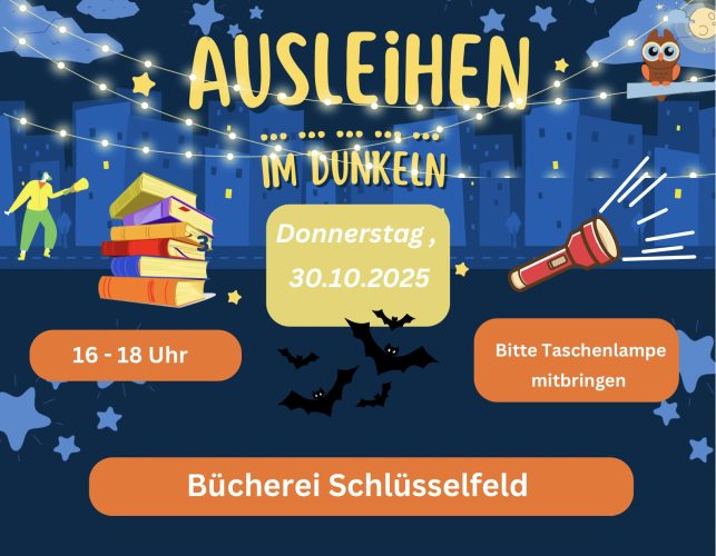 Ausleihen im Dunkeln in der bücherei Schlüsselfeld