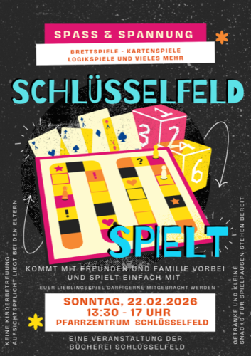 Schlüsselfeld spielt am 22. Februar 2026 13:30 - 17 Uhr